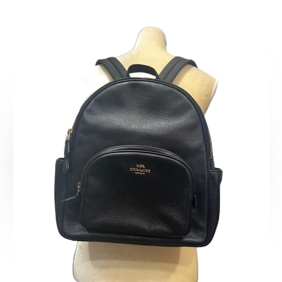 EUC Coach Medium Charlie Black Pebble Leather Goldtone Backpack - Picture 1 of 13